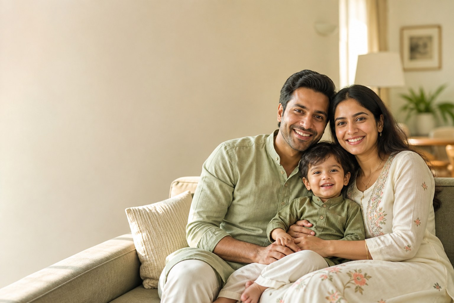 Indian family sharing a relaxed moment at home
